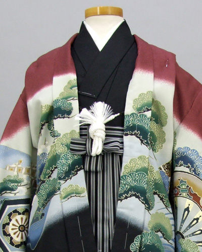 五歳祝着セット(あずき、黒地・鷹とうちでの小鎚)