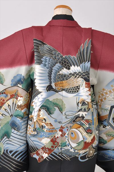 五歳祝着セット(あずき、黒地・鷹とうちでの小鎚)