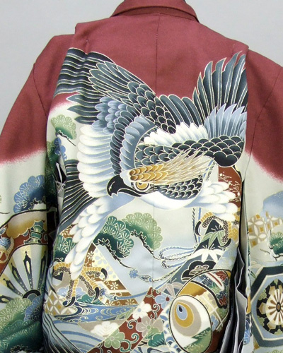 五歳祝着セット(あずき、黒地・鷹とうちでの小鎚)