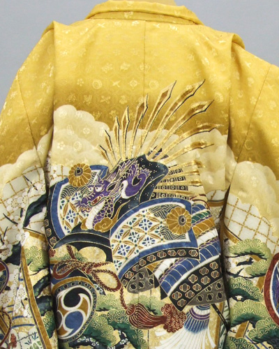 五歳祝着セット(からし色・兜、屏風、小太鼓)