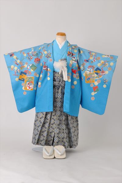 五歳祝着セット(群青色地・宝ずくし)【Sサイズ】