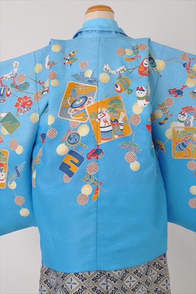 五歳祝着セット(群青色地・宝ずくし)【Sサイズ】