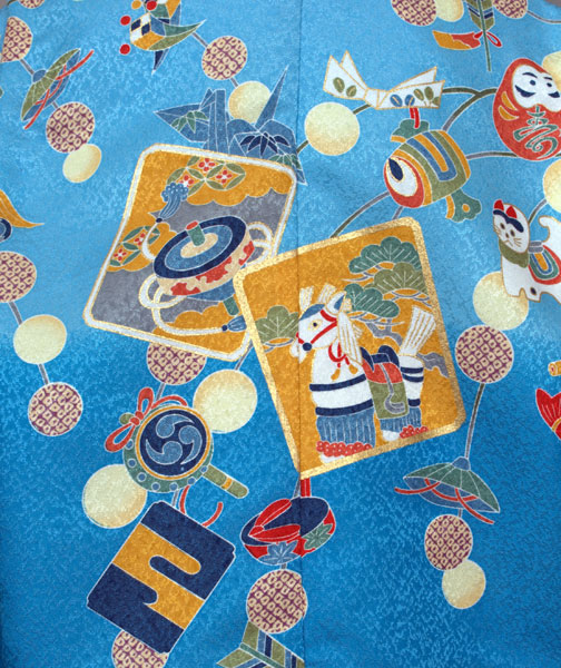 五歳祝着セット(群青色地・宝ずくし)【Sサイズ】