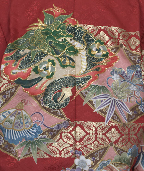 五歳祝着セット(赤地・龍、隠れ蓑、隠れ笠)