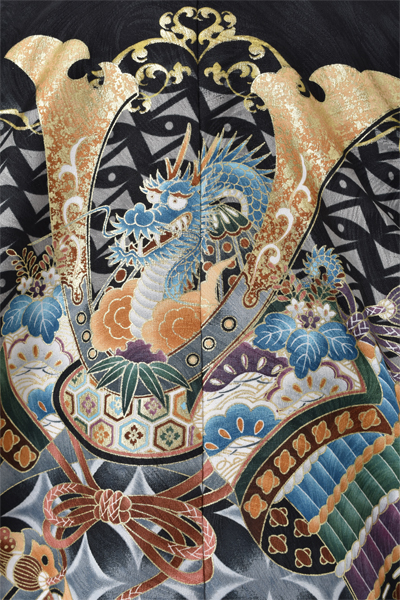 五歳祝着セット　Sサイズ（黒地に七宝・兜）