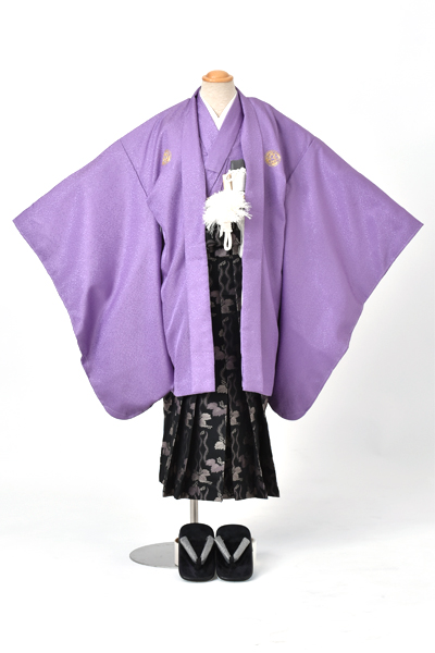 5歳祝着セット(紫　五つ紋)