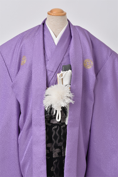 5歳祝着セット(紫　五つ紋)