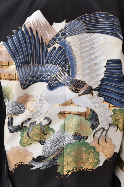 五歳祝着セット［黒に鷹・松］