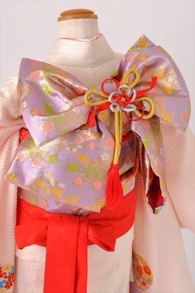 七歳祝着(白に紫のボカシ地(総絞り)・花とてまり・正絹)