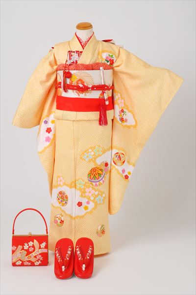 7歳祝着セット［正絹・黄色絞り］