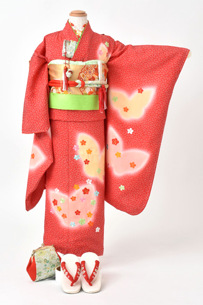 七歳祝着[正絹赤・梅]