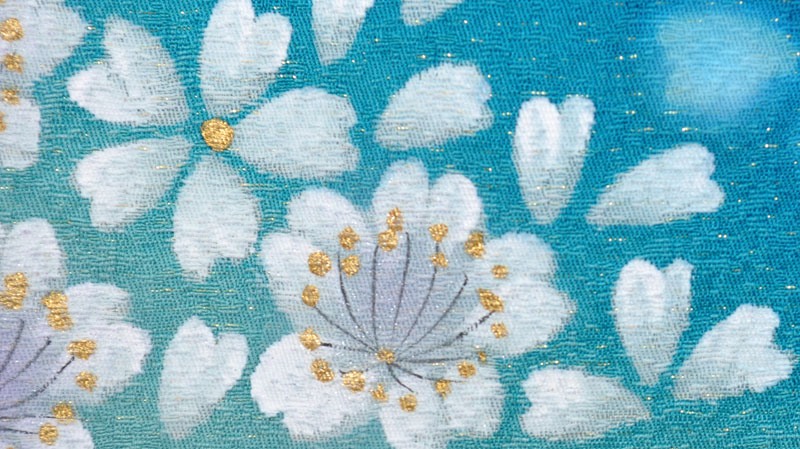 振袖（ブルーグリーン地・おぼろ染め風）