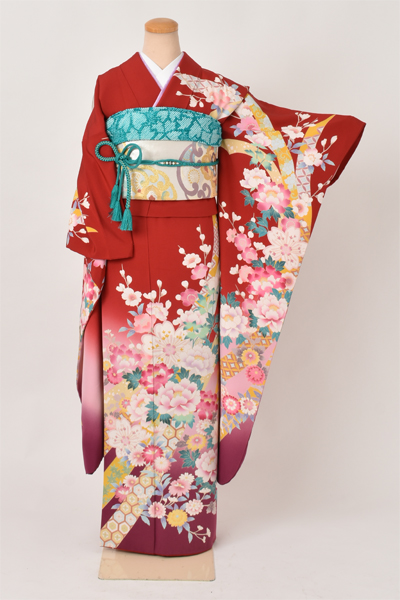 振袖［束ね熨斗に花々］