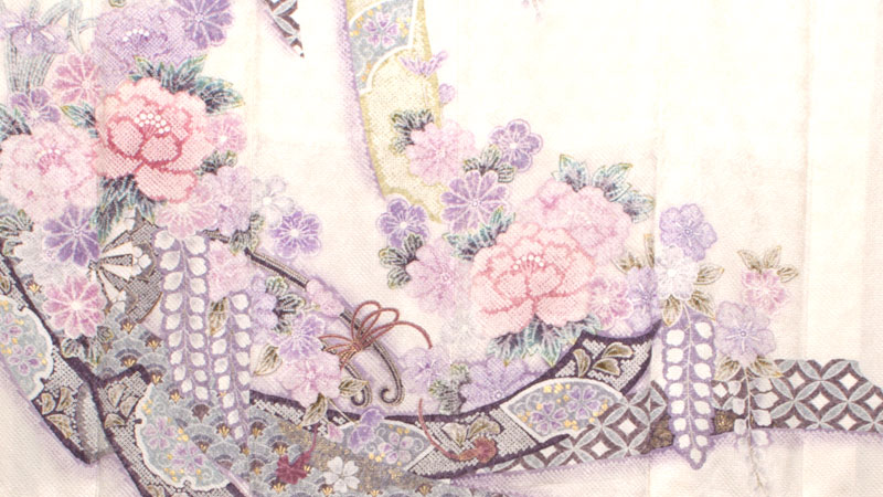 振袖(白地・総絞り、花)