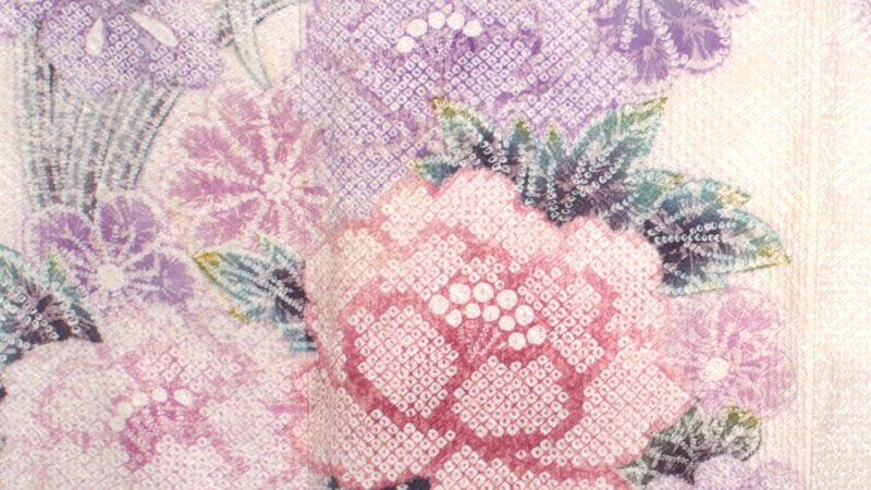 振袖(白地・総絞り、花)