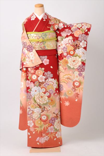振袖[可愛らしい赤・牡丹・桜　]