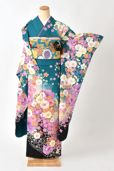振袖[碧緑×ピンク]