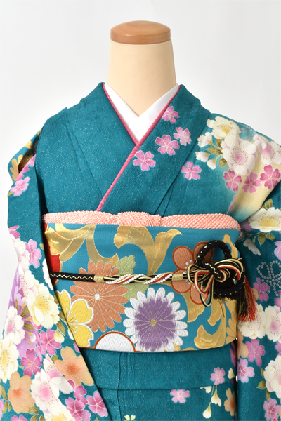 振袖[碧緑×ピンク]