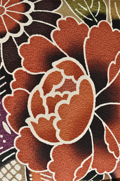 振袖[深緑・紅型風]