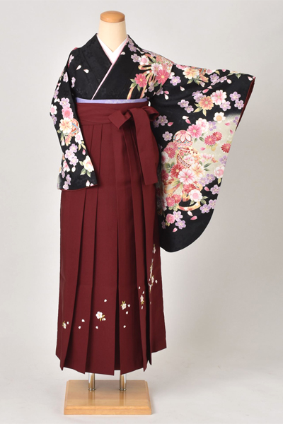 卒業袴(黒地・毬、花)