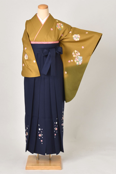 卒業袴(カラシ地・小花)