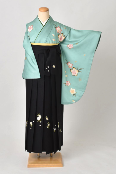 卒業袴(グリーン地・毬、花)