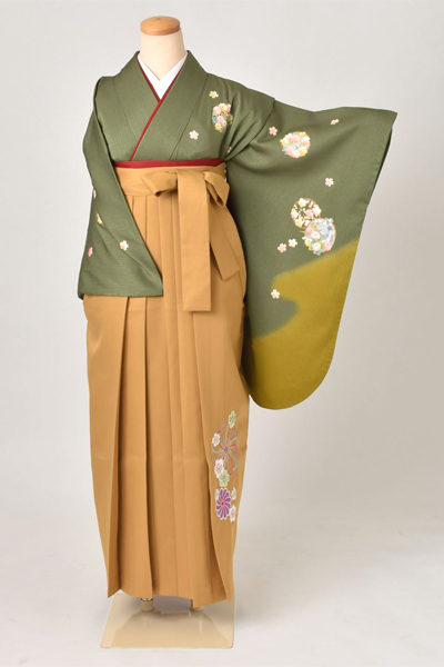 卒業袴(抹茶地・花々)