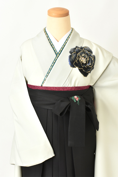 卒業袴[振袖・紅一点ライトグレー]