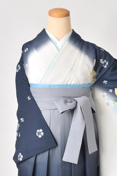 卒業袴［紺と白ぼかし×グラデーション］