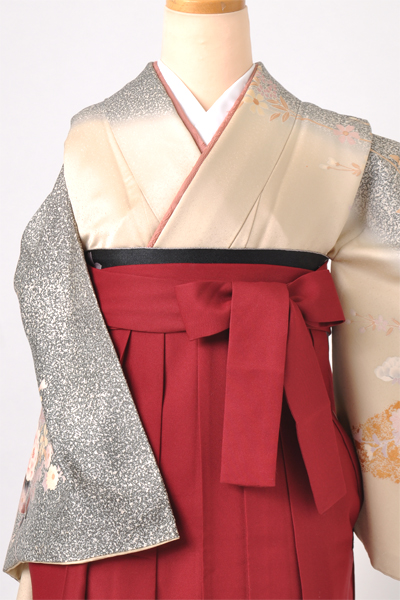 卒業袴[生成り・グレー・牡丹]