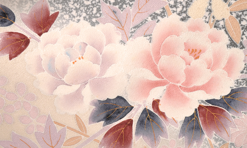 卒業袴[生成り・グレー・牡丹]