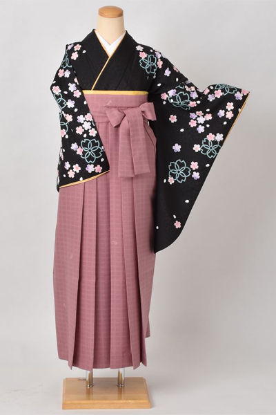 卒業袴［桜柄×格子柄］