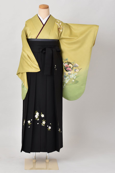 卒業袴［花柄×刺繍入り］