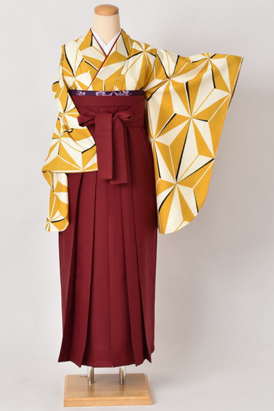 卒業袴［麻の葉×無地］