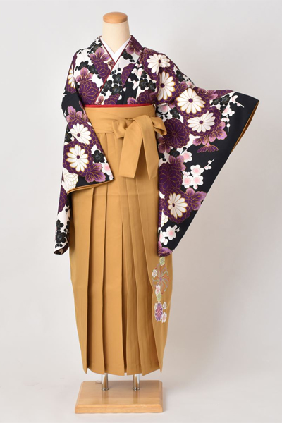 卒業袴［菊と梅×刺繍入り］