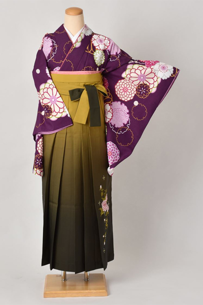 卒業袴［菊紋と雪輪×刺繍入り］
