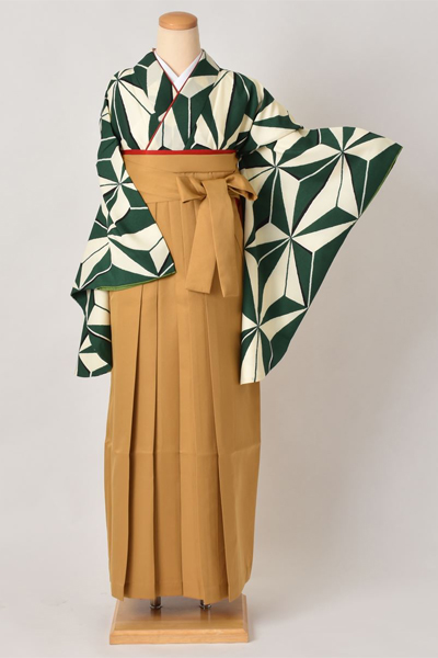 卒業袴［麻の葉柄×無地］