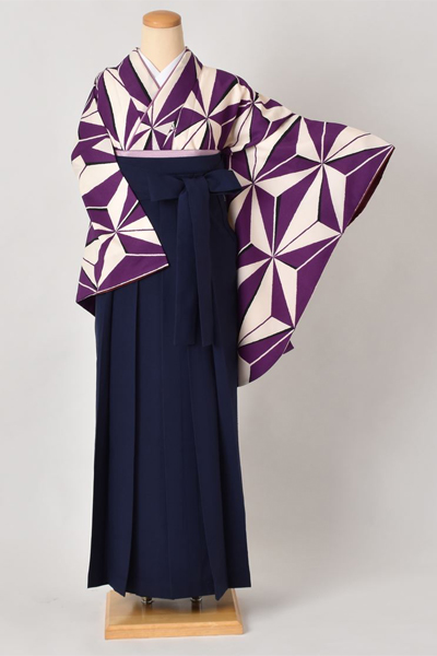 卒業袴［麻の葉柄×無地］