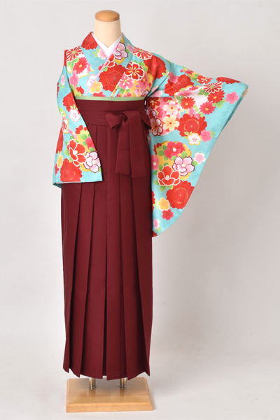 卒業袴［花々×無地］