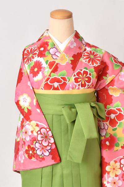 卒業袴［花々×無地］