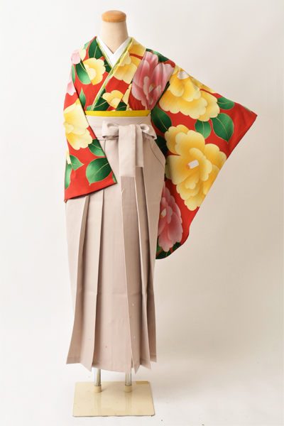 卒業袴［大輪椿×刺繍入り］