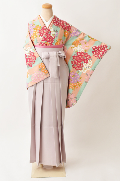 卒業袴［花々×無地］