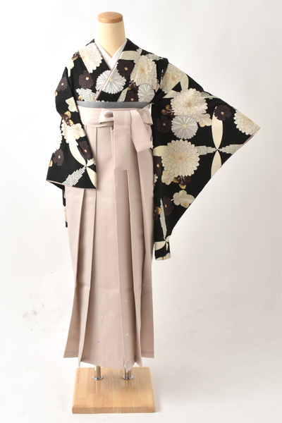 卒業袴[黒×菊模様]