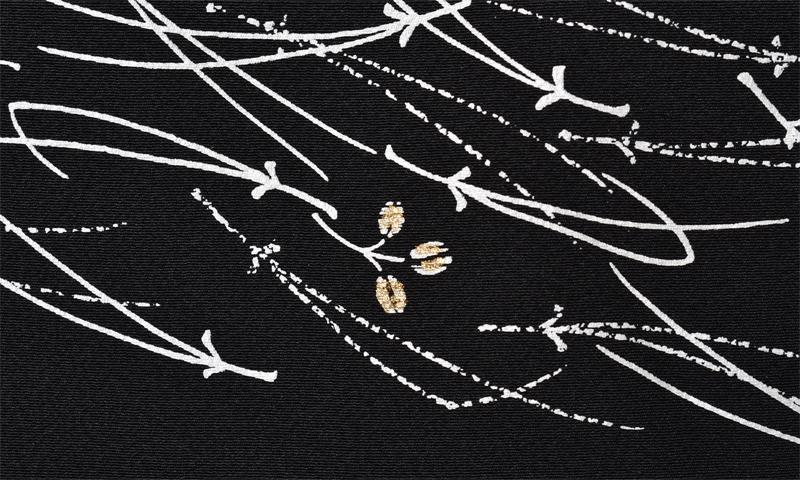 訪問着[漆黒に松葉模様]