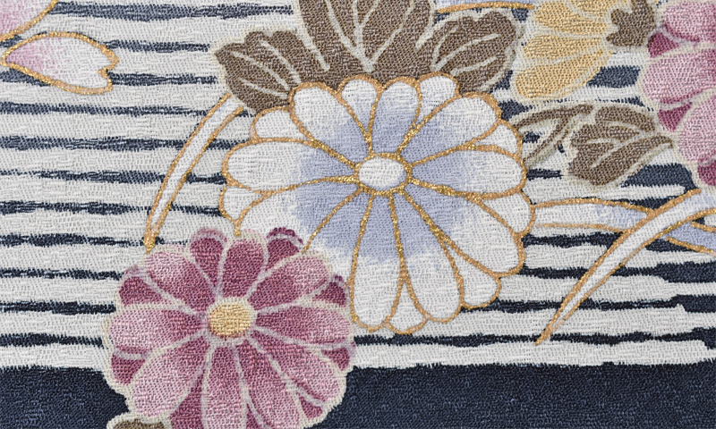 訪問着［黒地に花々］