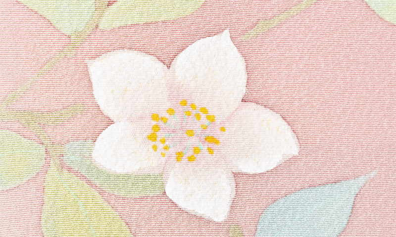 訪問着［桃色と植物模様］