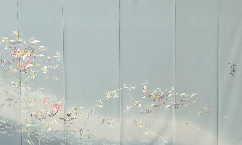 訪問着［水浅黄色に茶屋辻］