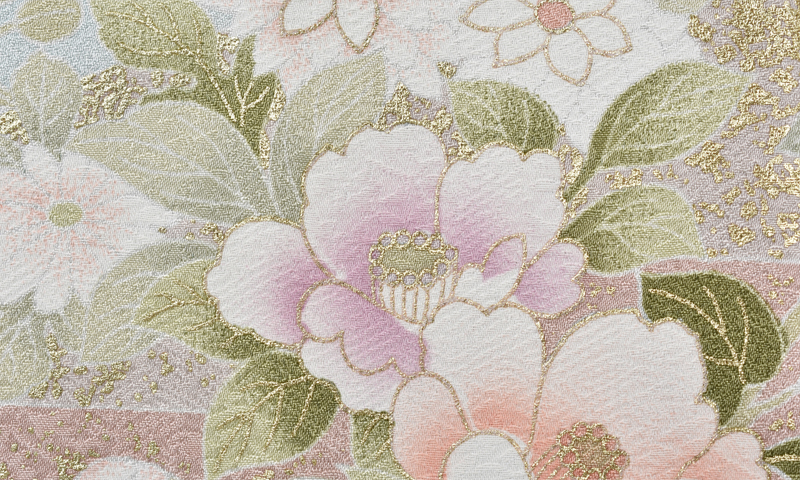 訪問着［薄水色と地紙にぼたん］