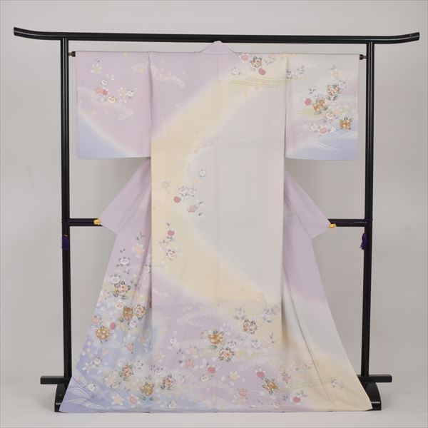 訪問着(淡い紫色・橘)