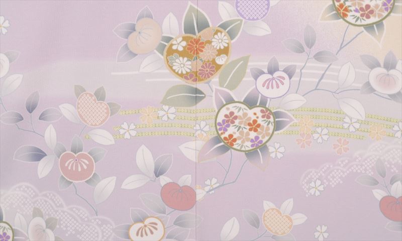 訪問着(淡い紫色・橘)